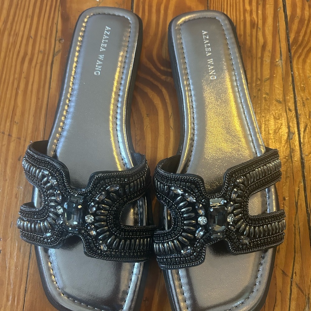 Azalea Wang Black Embellished Women's Sandals